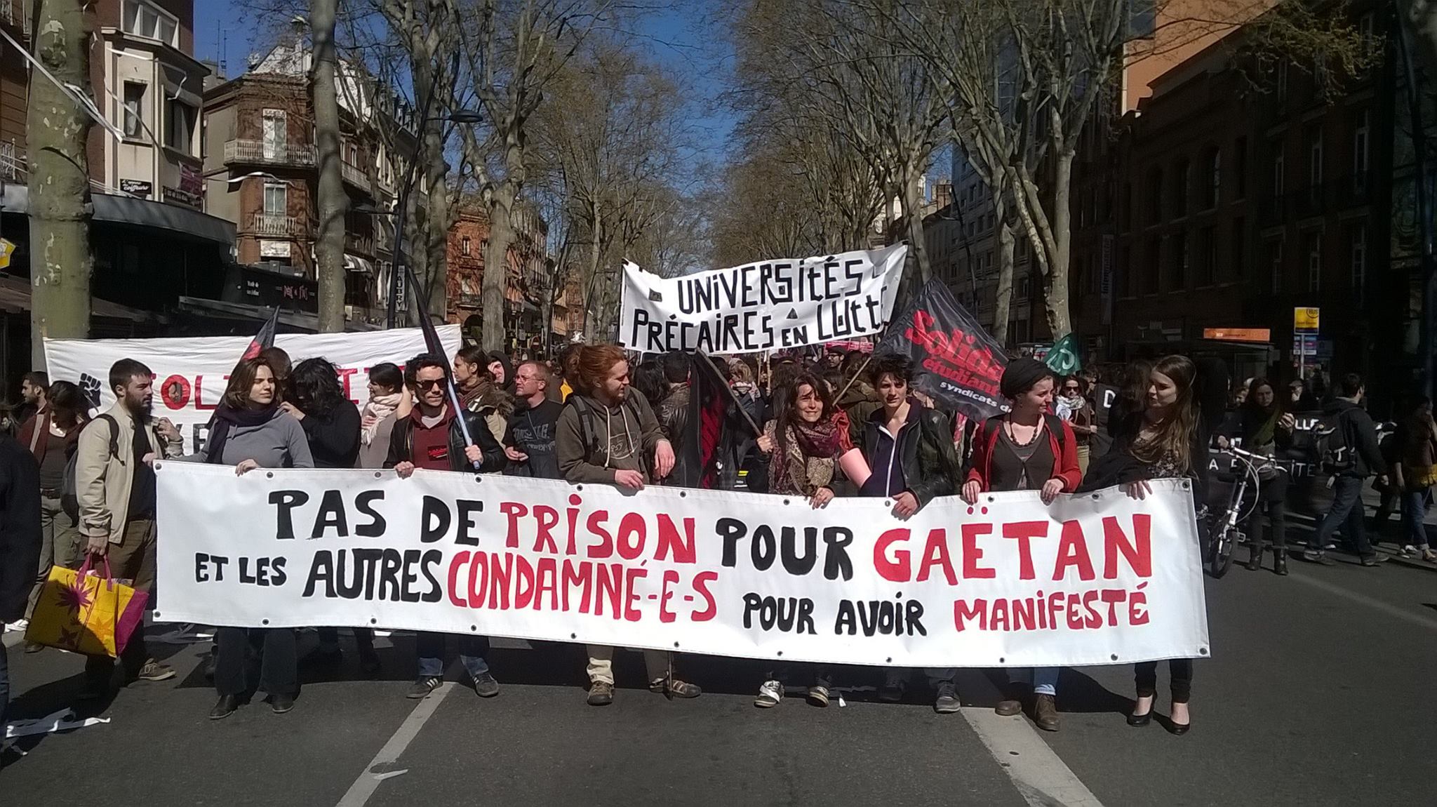 * Pas de prison pour Gaétan ni pour les autres condamné-e-s pour avoir manifesté *                                               Après une journée de mobilisation réussie, la solidarité doit encore s’amplifier !