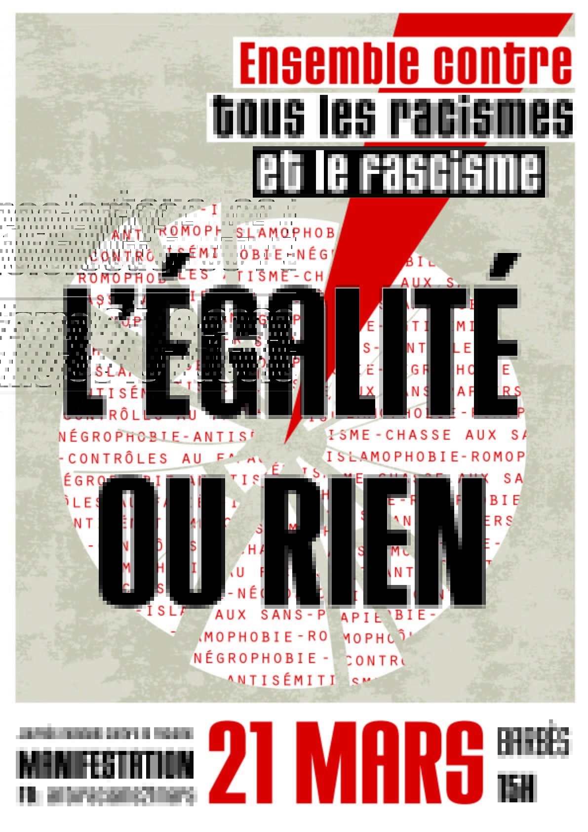 Contre tous les racismes et le fascisme, manifestons le 21 Mars !